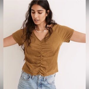 Madewell Knit Lightspun Ruched-Front Crop Top